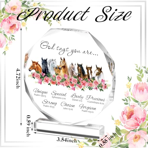 Gerrii Christian Birthday Gifts for Women Bible Verse Acrylic Plaque Horse