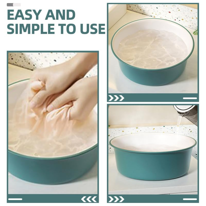 [Australia - AusPower] - Contrast Color Wash Basin 12 Inch Round Plastic Wash Bowl for Bathroom Face Washing and Elderly Care Multipurpose Washbasin 