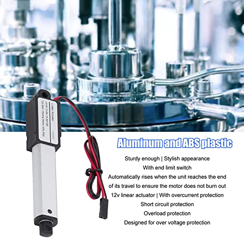 Linear Actuator, 12V Mini Electric Waterproof Linear Motion Actuator with End Limit Switches Mounting Brackets, Maximum Force 64N Micro Linear Actuator for Electric Door Opener Window Opener(50mm) 50mm
