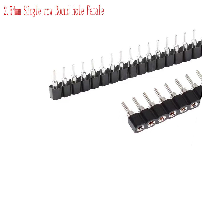 [Australia - AusPower] - 2.54mm 1x4Pin Round Female Socket Pin Header Strip 4P Single Row Straight Female/Male Socket/Pin Header Strip Connector - (20 pcs) 1 x 4Pin Round Female Socket 
