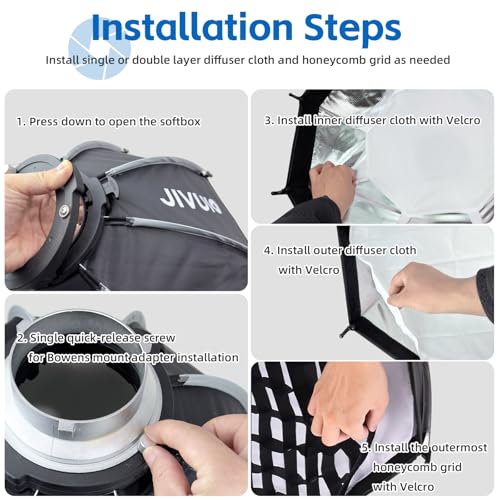23.6"/60cm Octagonal Softbox, Quick Release Bowens Mount with Grid 23.6 in