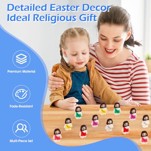 80PCS Little Jesus Figures, 10 Color Tiny Jesus Figurines in Bulk, Mini Jesus Figure to Hide and Seek Religious Gifts for Easter Egg Stuffers Fillers Gifts, Christian Gifts for Women Mom (80PCS) 80PCS