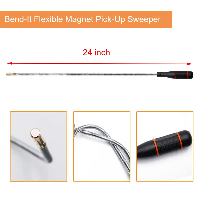 [Australia - AusPower] - 4 Pack Telescoping Magnet Pick-up Tool Set - Retrieving Pickup Tools，Extendable Pick Up Tools，Bendable Spring Magnet Stick，Flexible Extra Long Reach Bendable Curve Grabber with 4 Claws 