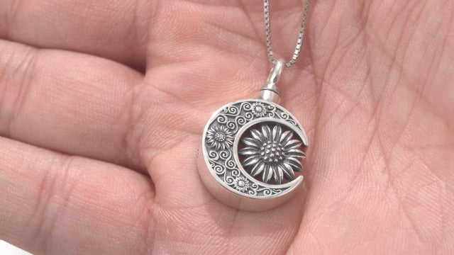 YAFEINI Urn Necklaces for Ashes 925 Sterling Silver Cremation Jewelry for Ashes Memory Jewelry for Women Men F-Sunflower Urn Necklace