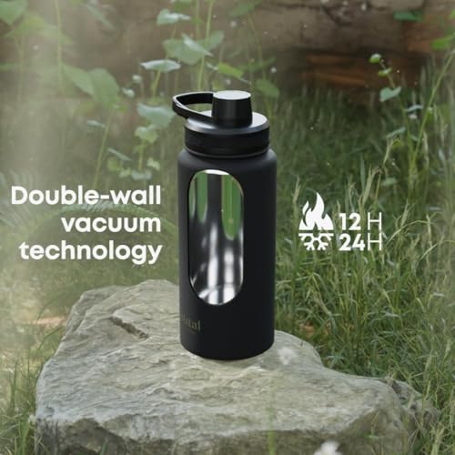 Smartshake Bohtal 960ml/32 oz Insulated Water Bottle, Durable Stainless Steel Water Bottle, Leak Proof Water Bottle, Keep Drinks Hot for 6 Hours, Cold for 12 Hours, BPA-Free, Leak-Proof Lid - Black
