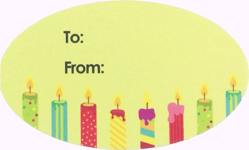 Happy Birthday Gift Tag Stickers for Presents 4 Different Designs 1.5 x 2.5 Inch 100 Adhesive Labels On A Roll