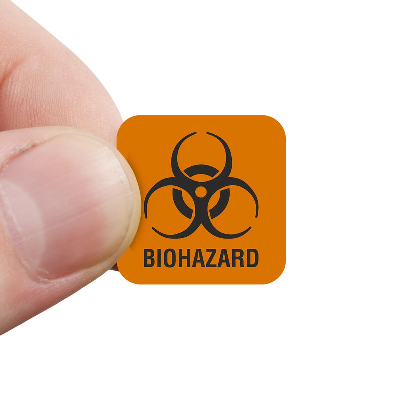 SmartSign (750-Pack) Biohazard Labels with Symbol in Dispenser Box, 0.875" x 0.875", Fluorescent Paper Labels with Permanent Adhesive - for Medical/Industrial Use, Orange/Black