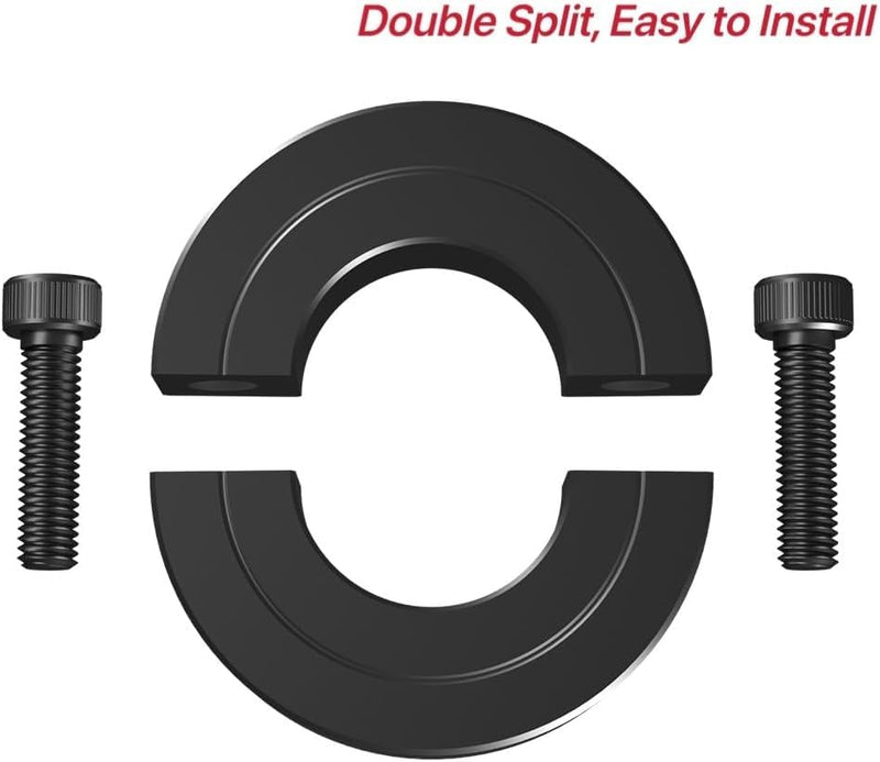 [Australia - AusPower] - AZSSMUK Shaft Collar Bore 1-1/4'' Double Split Black Oxide Set Screw Durable Shaft Collars Suitable for Machinery and Industrial Use 2 Pieces 1-1/4'' 