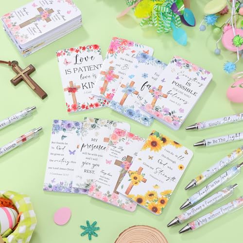 32 Pcs Inspirational Gift Bulk Flower Bible Verse Notebooks with Pens