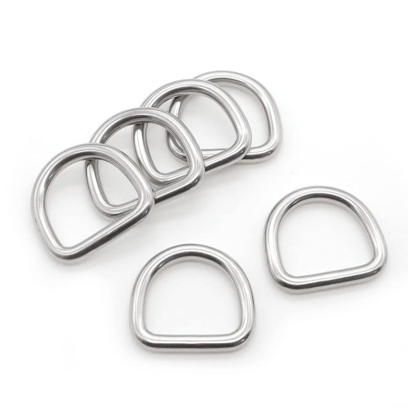 [Australia - AusPower] - 10 Pcs 304 Stainless Steel Heavy Duty Welded D Ring Solid Metal D Rings for Camping Belt, Dog Leashes Hardware 5mm×25mm×22mm 