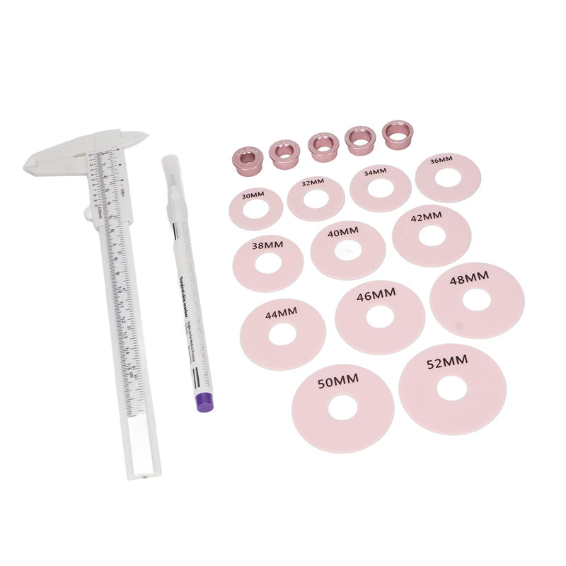 [Australia - AusPower] - 3D Areola Measurements Set, Vernier Caliper 12pcs Silicone Rings Marking Pen 3D Areola Scale Ruler Caliper Measuring Tool 