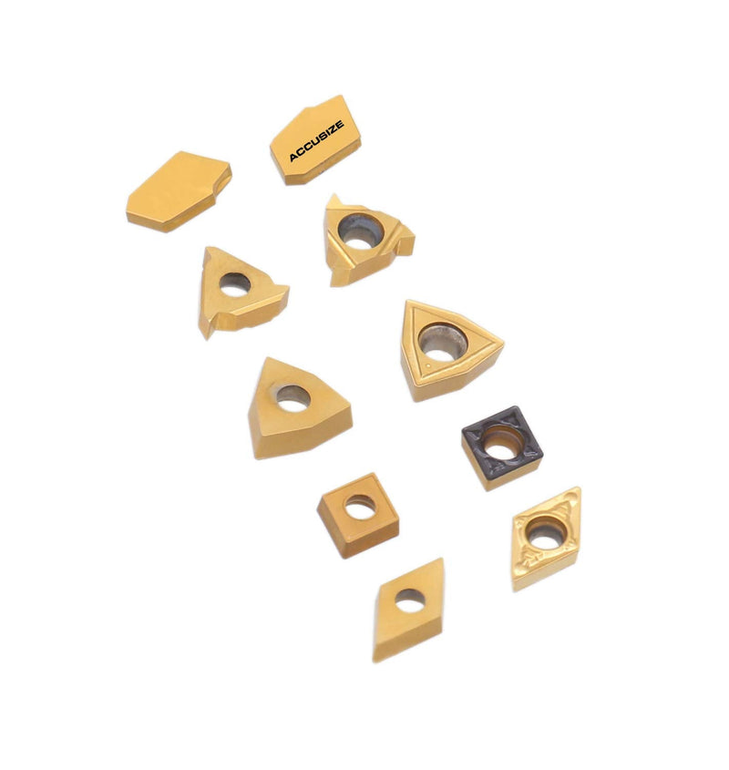 [Australia - AusPower] - Accusize Industrial Tools 2 Pc of Each Kind of Carbide Inserts for 2988-0012, CVD Coated and Tin Coated, Total 10 Pieces, 2988-0012Inserts 