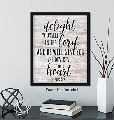 Govivo Delight yourself in the Lord, Psalm 37:4 - Christian Wall Art - Motivational Rustic Print - 11x14 Unframed 14"L x 11"W