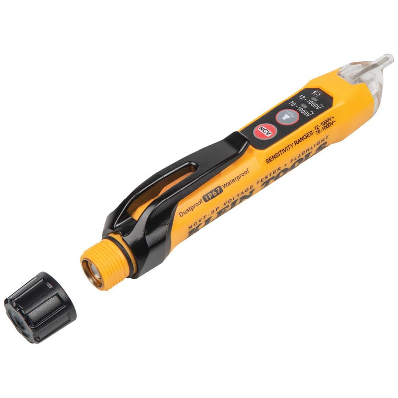 Klein Tools NCVT3P | Non-Contact Voltage Tester 12-1000V AC | Dual Range Test Pen with Flashlight | Acoustic Signal & Flashing LED | Auto Shut Off | Pocket Clip | Professional Voltage Detector