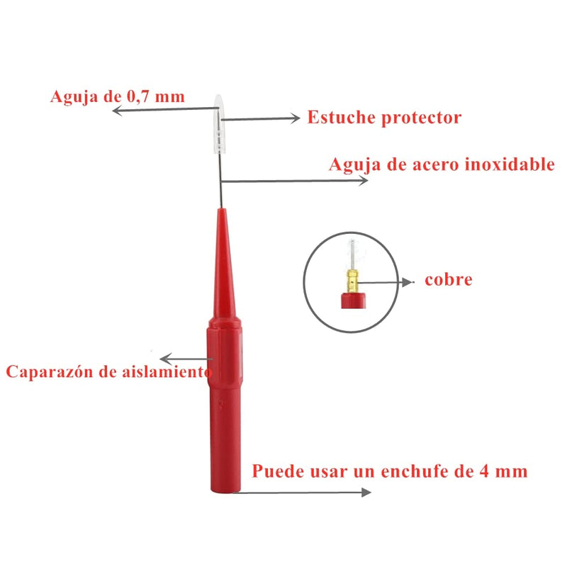[Australia - AusPower] - Test Probes Insulation Piercing Needle, Yosoo Sharp Stainless Steel Needle Tipped Tip Multimeter Probes Test Leads Flexible Silicon Back Probe Pin for Multimeters 1 Pair 