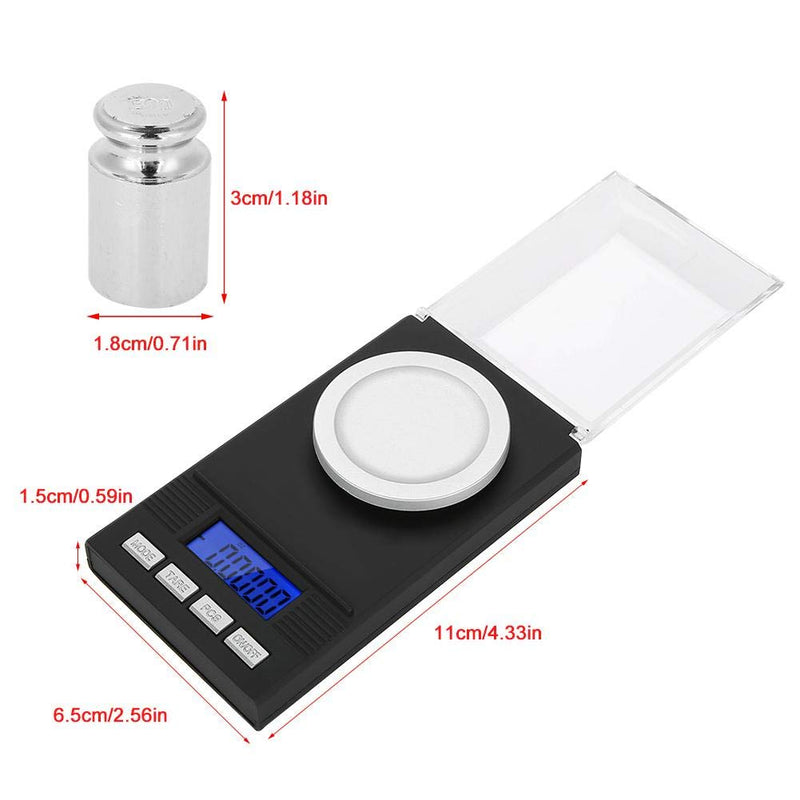 [Australia - AusPower] - Digital Milligram Jewelry, LED Digital Display Mini Portable High Precision 0.001g Pocket Jewelry with Calibration Weights Tweezers and Weighing Pans (50g) 