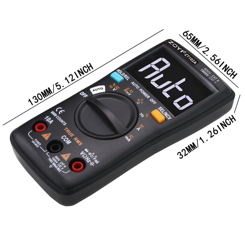 [Australia - AusPower] - ZOYI ZT102A High-Precision True RMS Auto-Ranging 6000 Count Digital Intelligent Multimeter with Burnout Protection for Home Appliance Repair Temperature Measurement Universal Meter 