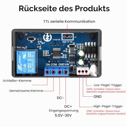 Time Relay DC 5V-30V Timer Relay Programmable Relay Switching Module LED Display Digital Time Cycle 0.1s-999 Minutes ON-Off Control for Light Water Pump Motor