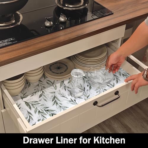 Shelf Liners 24IN x 10FT Non Adhesive and Strong Non-Slip 23.6"W x 118.1"L Leaf