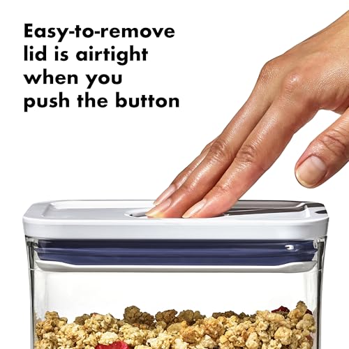 Clear OXO Good Grips POP rectangular container with a 3.7-quart capacity, featuring a secure lid for airtight storage.