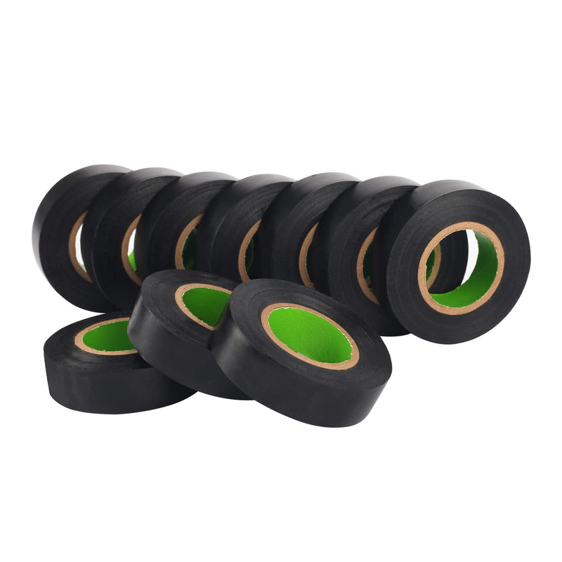 Electrical Tape 10 Rolls Professional Electric Tape Waterproof or Black Tape and Wire Tape 0.71 in Wide, 60 ft Long, 5 mil Thick for All Weather Under 600V