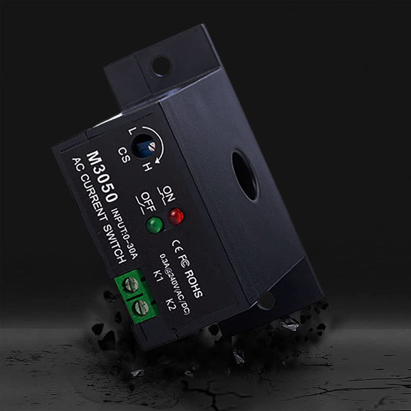 AC Current Sensing Switch, Adjustable Self-Powered Sensing Switch Normally Open Amp Sensor Monitoring Relay for Automated Equipment (0.2-30A) 30A