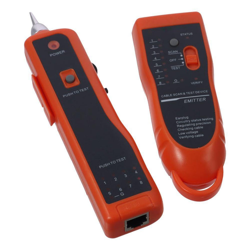 [Australia - AusPower] - Cable Tracker Line Finder Orange Practical Cat5 Cat6 RJ45 UTP STP Detector with Earphone Telephone Wire Tracker Network Maintenance Collation 