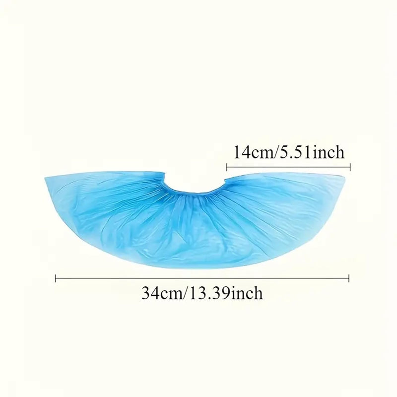 [Australia - AusPower] - Set of 10 Disposable CPE Overshoes - High Tear Resistance - Reinforced Elastic Band - DPI for Home, Garden and Work - Reliable Protection - Matte Blue 