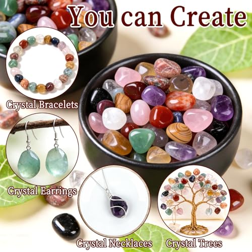RAINFLOW 60Pcs Natural Crystal Stones - 0.5'' Polished Tumbled Gemstones