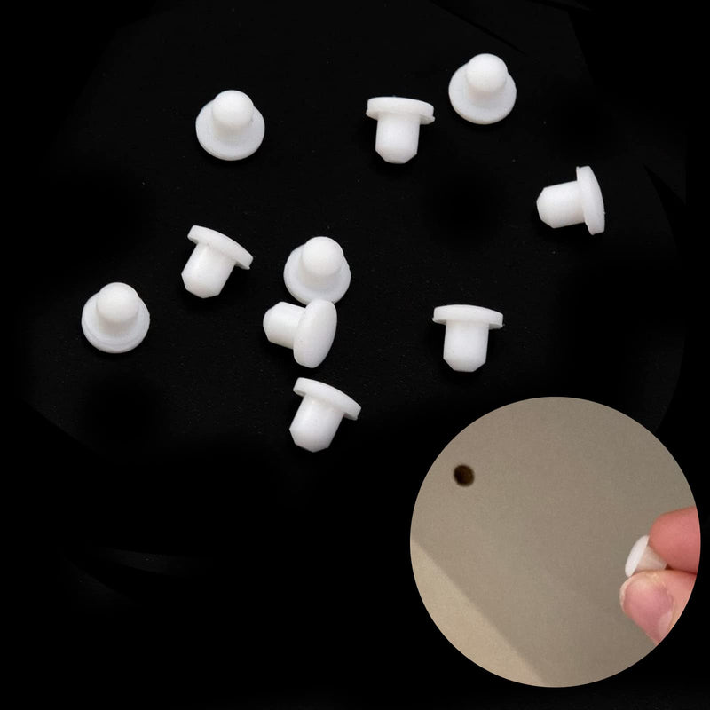 [Australia - AusPower] - 100PCS White Soft Plastic Screw Hole Cover Plugs, 3mm Waterproof Cap Plug for Holes 