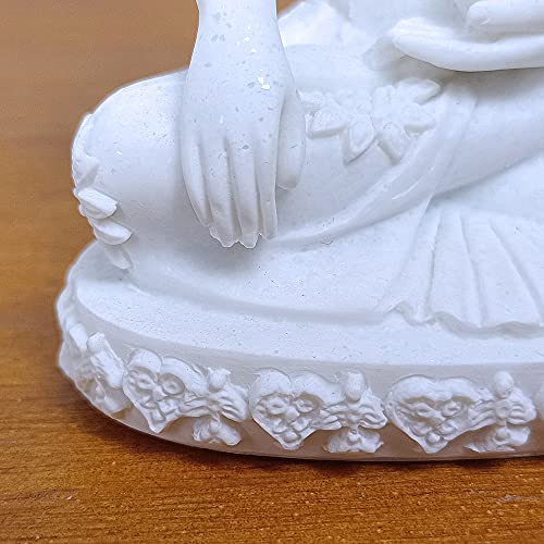 HYFAN Mini Sandstone Buddha Yoga Meditation Statue Harmonious Figurine Collectible Craft Feng Shui Sculpture Decor for Home Office Shelf Desktop (White 2 White 2