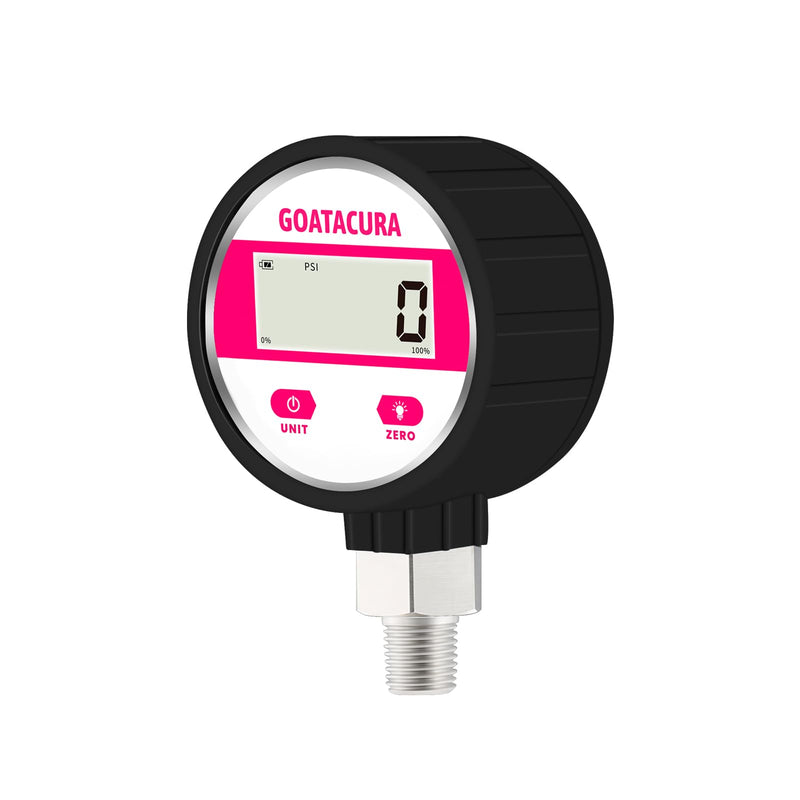 [Australia - AusPower] - 0-1000psi Digital Industrial Pressure Gauge, 2-1/2" Dial Size, 1/4" NPT Lower Mount, 304 Stainless Steel Case and Connection, 1% High Accuracy, with Protective Sleeve 0-1000psi 