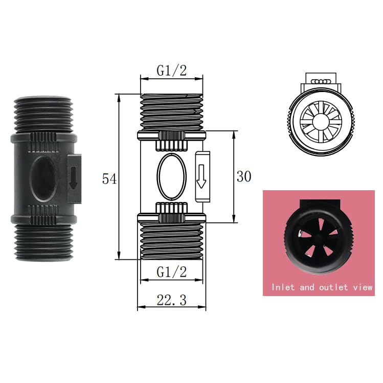 [Australia - AusPower] - FM-HL2402W 1.5L-40L/min Municipal Water Treatment Cooling Water Flow Farmland Drip Irrigation System Filling Machine Waterworks Large Hall Flow Meter Nylon 2PCS 