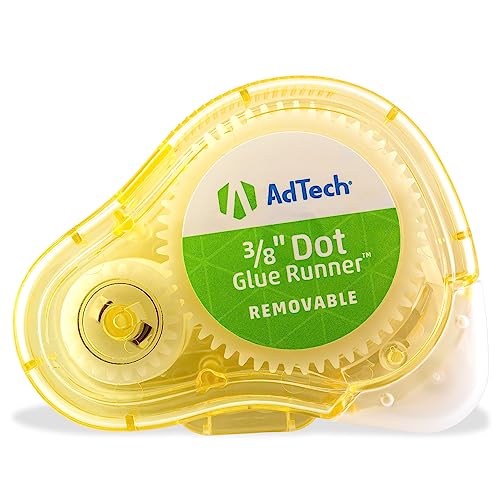 Adtech removable adhesive dots glue runner, clear 0.375-inch dots, 3-pack package
