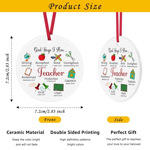 Teacher Christmas Ornament Christian Gifts for Women Men Inspirational Religious Gifts for Teachers Christmas Thank You Gift for Teacher Bible Verse Ornament Birthday Teachers Day Retirement Present
