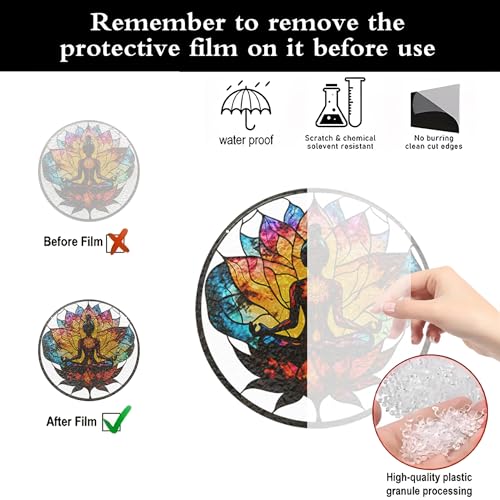 1PC Acrylic Meditative Lotus Window Hanger (3.93in) - Vibrant Spiritual Pattern Decor, Indoor/Outdoor Use, Gift for Yoga Fans & Wellness Enthusiasts/1010-ZSW-31