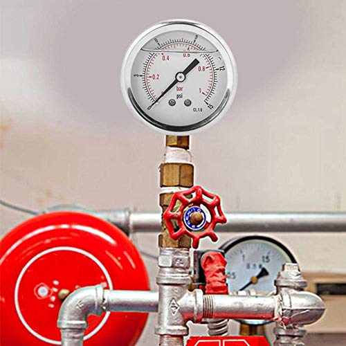 Oil Filled Vacuum Pressure Gauge TS-PGGZ604-0bar 1/4BSP Y60 Radial Oil Filled Vacuum for Petroleum Metallurgy -30-0inhg Vacuum Gauge Oil Gauge