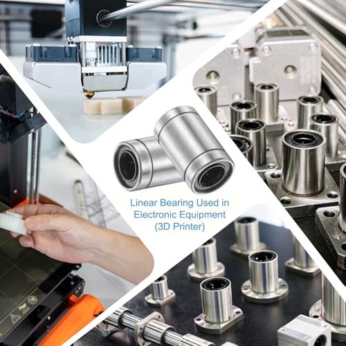 sourcing map 12Pcs LM8UU Linear Ball Bearings, 8mm Bore Dia, 15mm OD, 24mm Length Double Side Rubber Seal Linear Motion Bearing for 3D Printer CNC Machine Applications, ABEC3 8mm x 15mm x 24mm 12