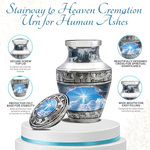 Stairway to Heaven Small Keepsake Urn for Human Ashes, 2.7 cu in