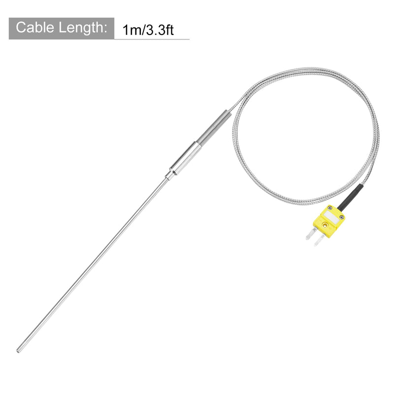 [Australia - AusPower] - QUARKZMAN Type K Thermocouple Temperature Sensor with Plug, Meter Temperature Sensor -50 to 1100°C (-58 to 2012°F), 4 x 150 mm 3.3 ft Wire 4 x150mm 