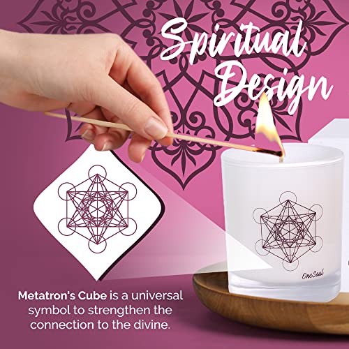 Lavender Vanilla Aromatherapy Candle, Floral Scented Candles, Luxury Candles Scented with Metatron’s Cube Symbol, Hand-Poured Soy Candle, 50 Hours Long Time, 7.6 oz. - OneSoul Collection Floral Lavender Vanilla