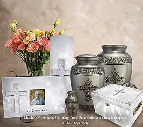 Silver Cross Cremation Urns for Human Ashes Adult Female & Male Urns Silver Small