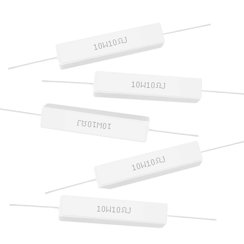 Chanzon 10pcs 10W Ceramic Cement Resistor 10 ? ohm ±5% Tolerance Wirewound Induction 10R G) 10? ohm