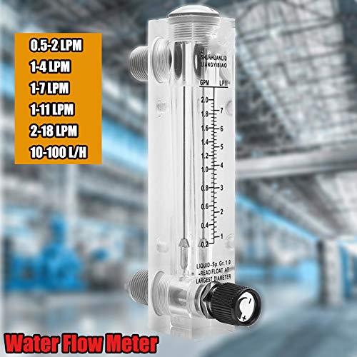 Panel Type Water Flow Meter, 0.5-5 GPM & 2-18 LPM Acrylic Liquid Flowmeter with Adjustable Knob for Water Industrial Equipment (1/2" External Thread, 1/4" Internal Thread)