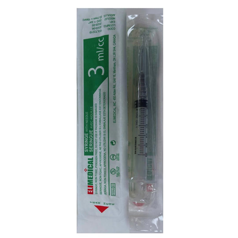 [Australia - AusPower] - Veterinary Syringe with Needle, Luer Lock 3cc (3ml), 22G x 3/4 inch (19mm), Individually Sealed, 100 per box, 03LT2219 