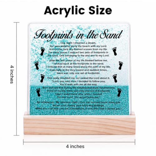 Christian Religious Gifts Footprints in the Sand Desk Decor Sign Multicolor Footprints