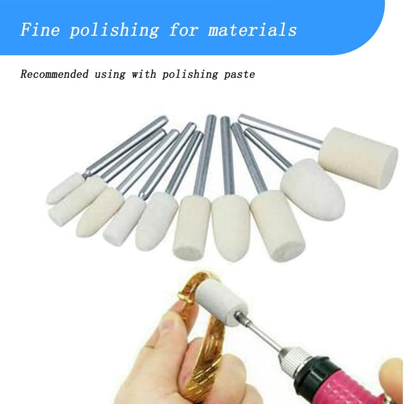 [Australia - AusPower] - Luo ke 100 Pcs Compressed Wool Felt Polishing Head Tool Buffing Wheel for Dremel Rotary Tool with 1/8" Mandrel 