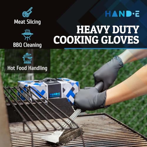 Hand-E Touch Black Nitrile Disposable Medical Gloves [Extra Thick 5 Mil] Medium - Pack of 100 - Surgical Gloves, Latex Free, Powder Free, Medical Examination Gloves Medium (100 Count)