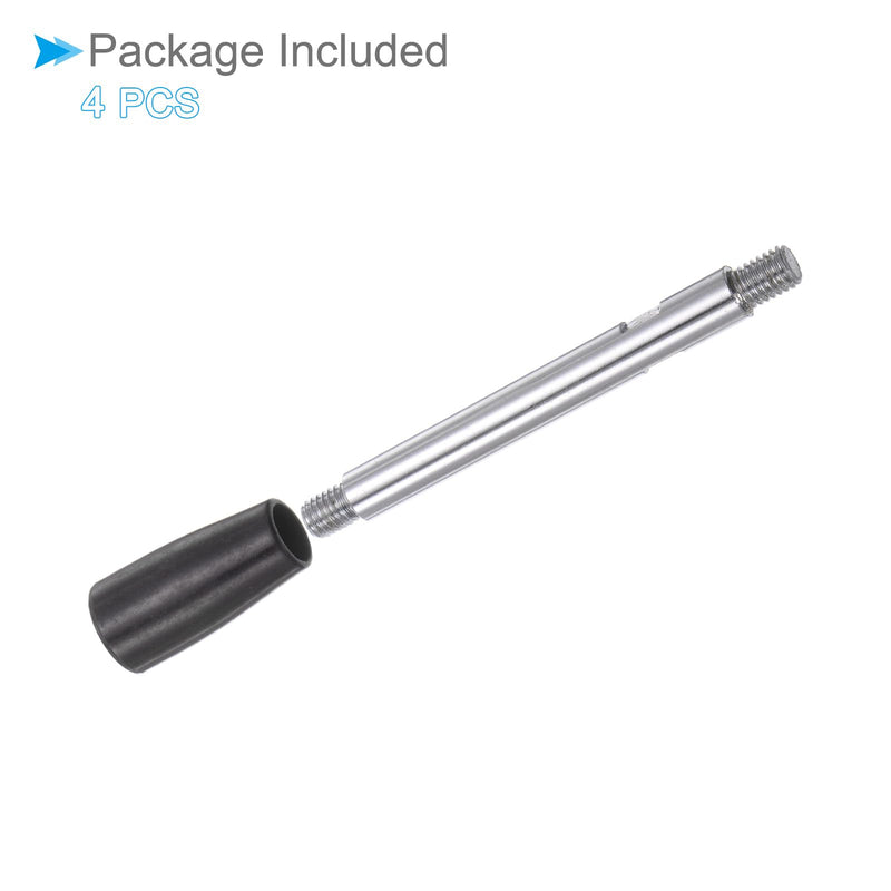 [Australia - AusPower] - Revolving Crank Clamping Handle, M8 Male Thread 116mm Length, Chrome Plated Long Arm Handwheel Handle Knob Black - (Applications: for Lathe Machinery), 4-Pieces 