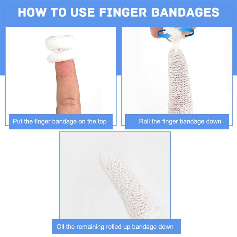 [Australia - AusPower] - Finger Bandages 30pcs Bobs Thumb Bandage Finger Bandage Tubular White Cotton Finger Cots Finger Stall for Work Kitchen Finger Protection 